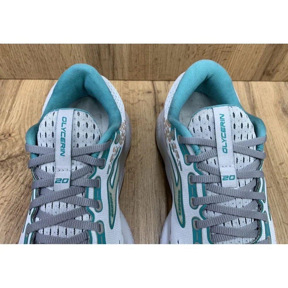 Brooks Glycerin 20 Womens Running Shoes White Aqua Coral Size 10.5 B 1203691B061